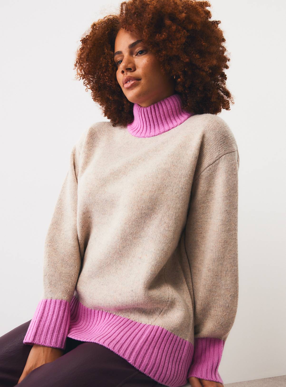 Multi-Coloured Pure Lambswool High Neck Jumper XS - Image 2